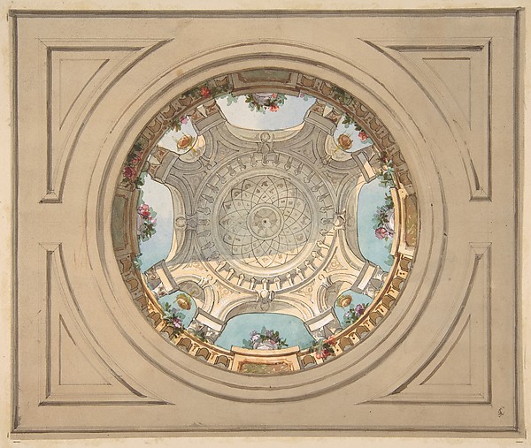 Jules-Edmond-Charles Lachaise and Eugnene-Pierre Gourdet, Design for a ceiling with trompe l’oeil balustrade, second half 19th century.  Collection of the Metropolitan Museum of Art, Accession Number 67.827.499