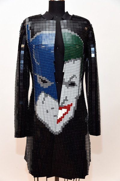 Wearable LEGO jacket at the LEGO Batman Movie Premiere by Nathan Sawaya