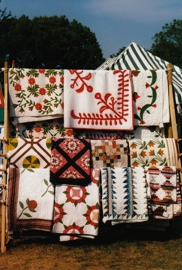 Quilts one with a North Carolina Lily 33_1_group_of_quilts_on_rack_that_includes_a_nc_lily.jpg