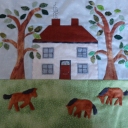 My house is a more modest cottage in the New Forest with ponies and different trees - I might add a few more leaves.   <br />tqquilter