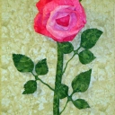 3-D Rose - 16" x 20" Three dimensional rose on a quilted background and mounted on an artist canvas.