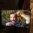 Justin tangled in Charlotte's web.