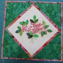 The center of this little quilt was a lesson from Superior University using silk ribbon embroidery. I added corners, quilted it up and gave it to a good friend of mine.