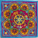 Elephant Walk - I wanted a motif to be the focus of a colourful embroidered quilt - hence elephants. I learned a lot doing this quilt - mostly how to it better next time.