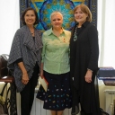 Jinny Beyer, Carol Nicolas and I am against the background of my quilt. The Fourth Congress of the quilters in Kyiv, Ukraine, 2011