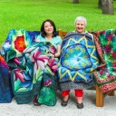 This is me and my friend and colleague, and our quilts.