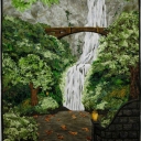 Ashbury Grove - I love the paths leading to waterfalls and designed this fantasy grove where I could wander, leaving the world behind. I imagine walking through the grove to another set of steps leading to the base of the falls. It is loosely based on Multnomah Falls, Oregon.