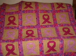 Pink Ribbon Breast Cancer Survivor Quilt