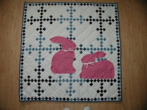 Blue blocks with bunnies