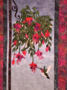 Hummingbird with fuschia