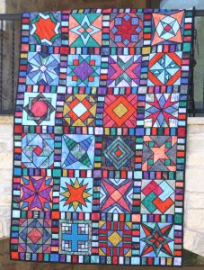 Multi-Chromatic Stained Glass Quilt