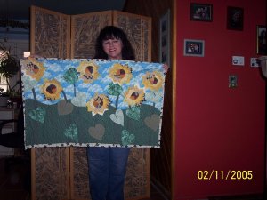 Sunflower wall hanging quilt .. for a friend