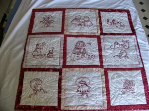 Baby Austen's Redwork Quilt