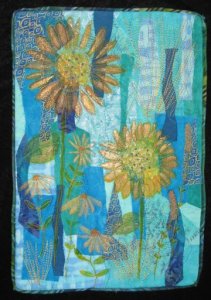 Sunflowers in Blue Greens