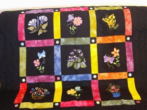 Hand Dyed Flower Quilt