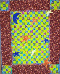 Contemporary Batik Quilt Moon and Stars