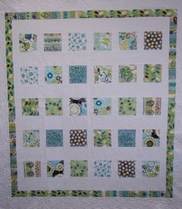 Contemporary Minty Green and White Quilt