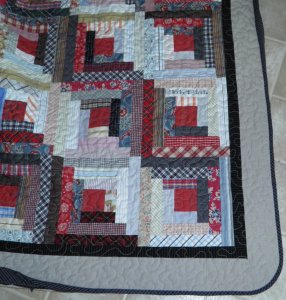 Log Cabin Recycled Shirt Quilt