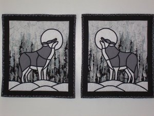 Stained glass wolf set