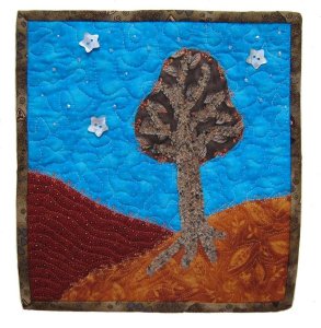 Fall Tree Night Art Quilt