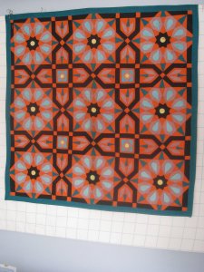 orange and tuurquoise applique